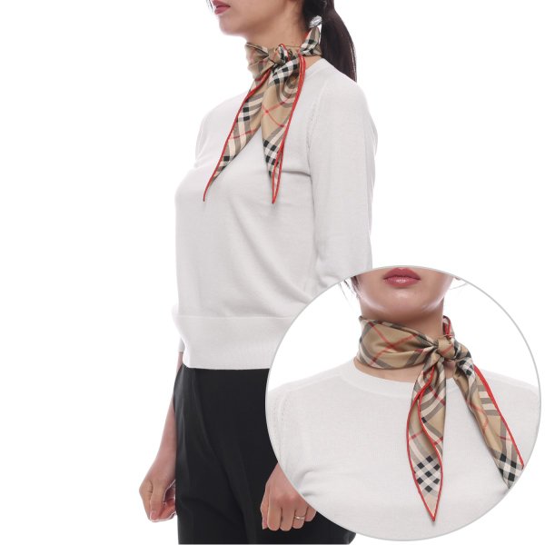 [부산점] 26SS 여성 다이아몬드 체크 실크 스카프 (8116998 SAND 26S)