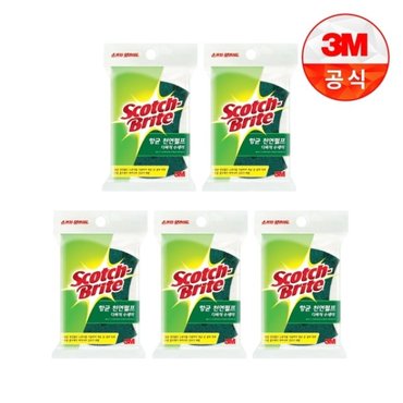 3M 항균 천연펄프 다목적수세미 1입(찌든때세척용) 5개세트