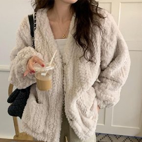 보들 퍼 꽈배기 긴팔 가디건