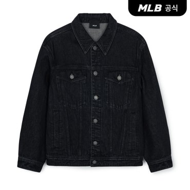 MLB [코리아공식] 베이직 쿠퍼스 레이저 커팅 데님 트러커자켓 NY (Black)