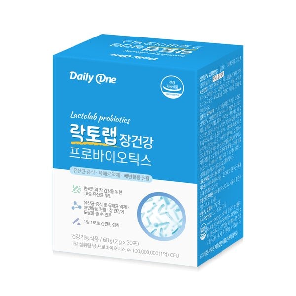 락토랩 장건강 프로바이오틱스 유산균 보장균 1억 CFU 2g X 30포 1통