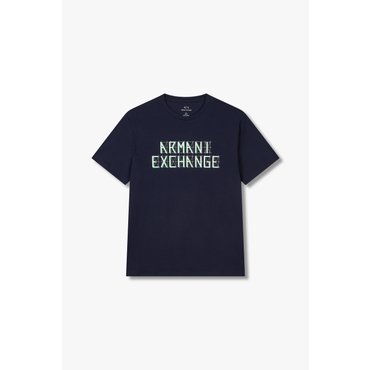 ARMANI EXCHANGE AX 남성 라인 로고 패치 티셔츠-네이비(A414130016)