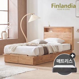 핀란디아 넬슨 LED 원목 평상형 침대 슈퍼싱글SS+21포켓매트리스