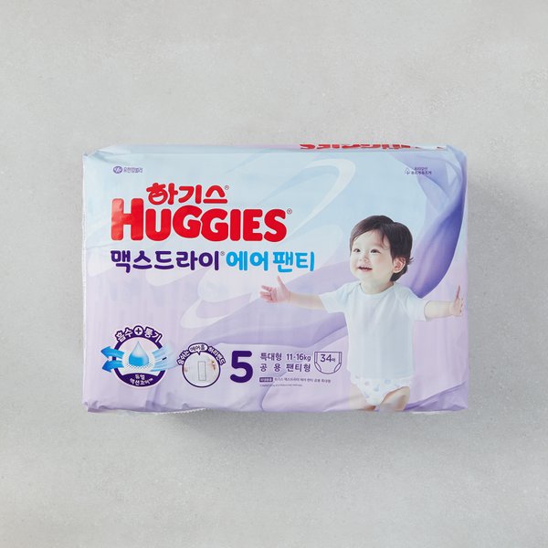 하기스 맥스드라이 에어팬티5 특대형 공용 34매