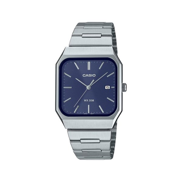 카시오 MTP-B185D-2A1 클래식 캘린더 스퀘어 프리버클 남성 메탈 시계