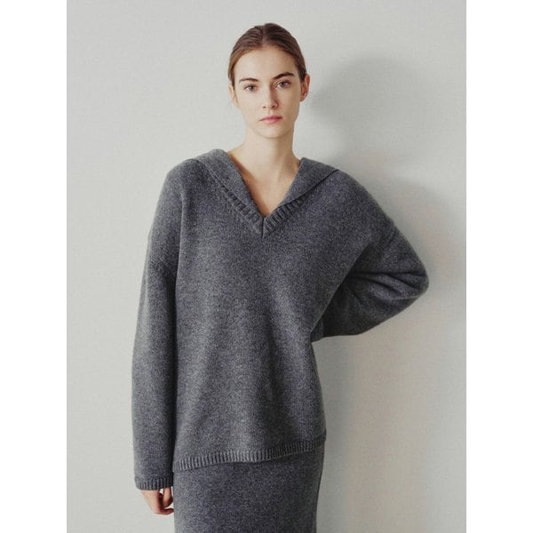 카렌 메리노울 브이넥 오버사이즈 스웨터 그레이