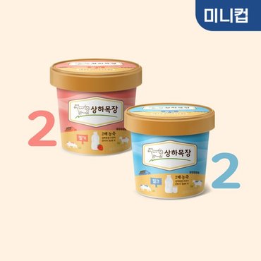 매일 상하목장 유기농 아이스크림 밀크+딸기 미니컵 100ML 각 2개 총 4개  상하 아이.._P322408204