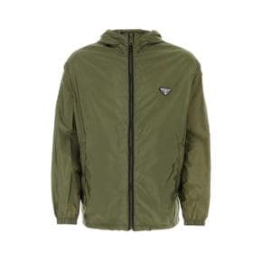 PRADA  Olive green Re Nylon windbreaker GREEN