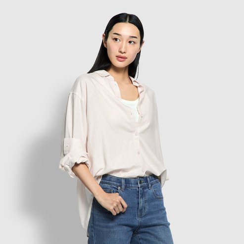 JAJU 여 리넨 블렌디드 긴팔 셔츠   J115203106