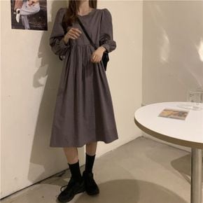 코코 하객룩추천 가을색감 셔링 A라인 롱 원피스_P312908316