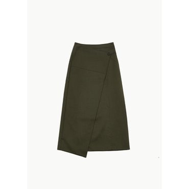 샵아모멘토 카이스 25SS 0146 Uneven Wrap Skirt, Loden Green
