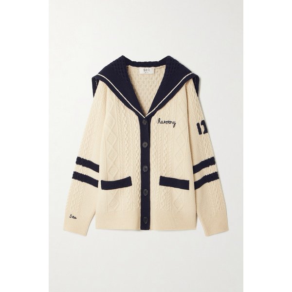 마렌 자수 케이블 니트 울 가디건 46376663163017753