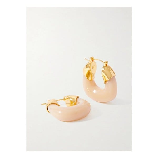 리지 포르투나토 미니  골드 도금 레진 후프 이어링 핑크 46376663162877920