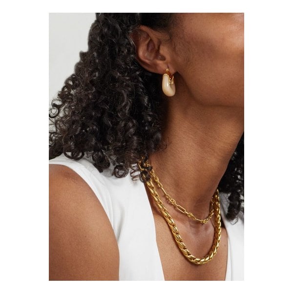 리지 포르투나토 미니  골드 도금 레진 후프 이어링 핑크 46376663162877920