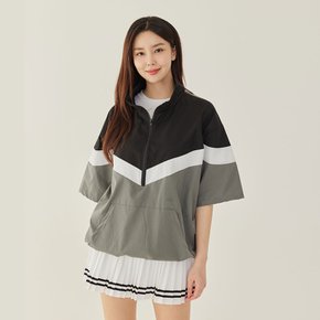 여성골프웨어 V배색 반소매 아노락 맨투맨 남녀공용