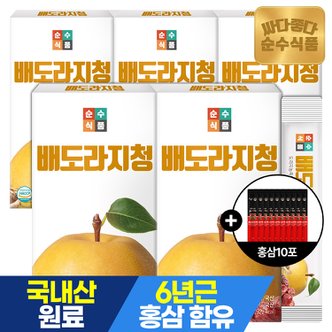 순수식품 [+홍삼10포] 배도라지청 스틱 5박스(150포) / 생강 도라지배즙 배도라지즙 도라지배청