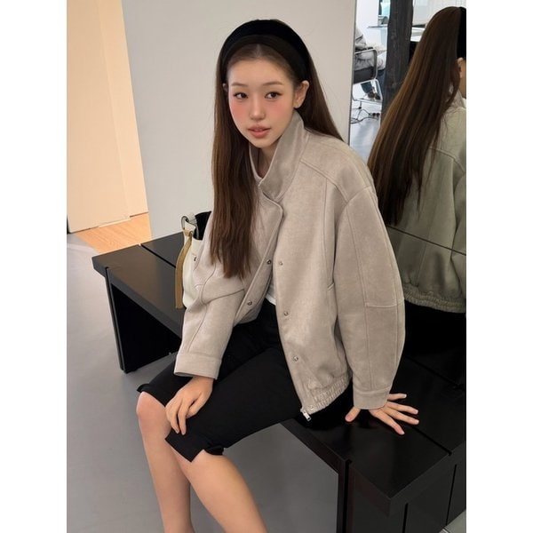 오버핏 스웨이드 블루종 점퍼 OE6XJ8740