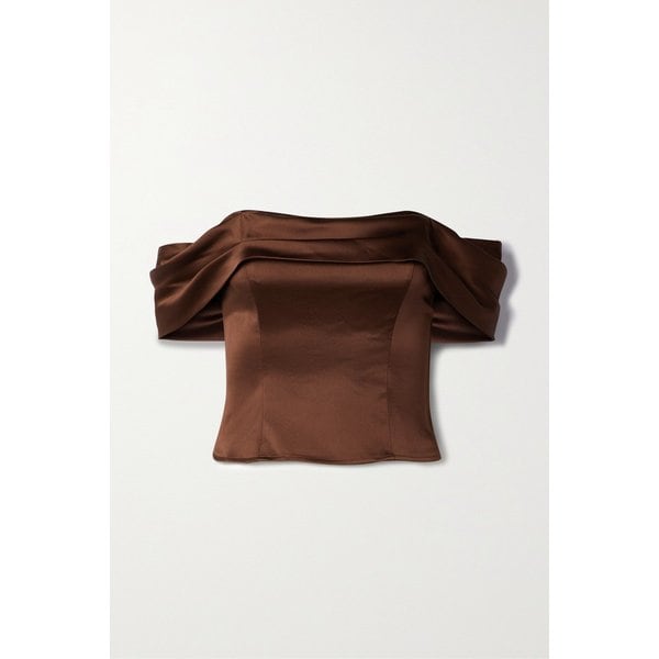 리포메이션 럭스 오프숄더 플리츠 실크 새틴 탑 1647597305770053