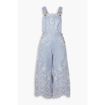 짐머만 Clover cropped broderie anglaise linen jumpsuit 블루 1647597346716832