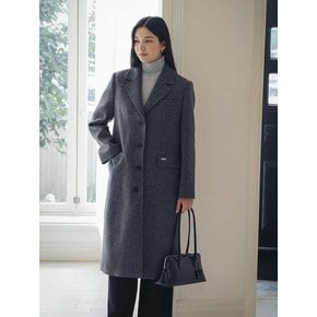 Herringbone twill standard fit wool coat_Charcoal