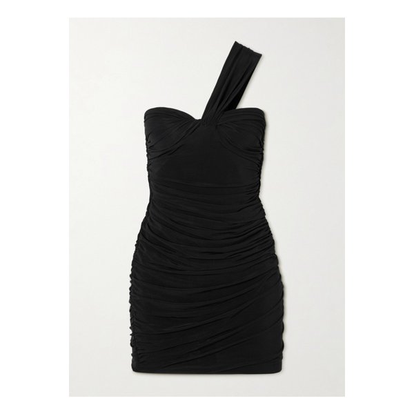 밀레니아 원숄더 개더 스트레치 저지 미니 드레스 블랙 46376663162844045