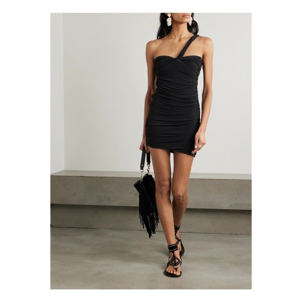 밀레니아 원숄더 개더 스트레치 저지 미니 드레스 블랙 46376663162844045