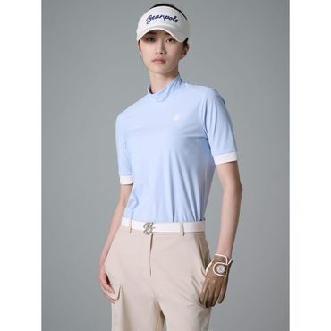 빈폴골프 여성 트리코트 반팔 하이넥 티셔츠 - 스카이 블루(BJ4542NA1Q)
