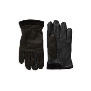 4348674 UGG Capitan Faux Fur-Lined Leather Tech Gloves - BLACK 72831326