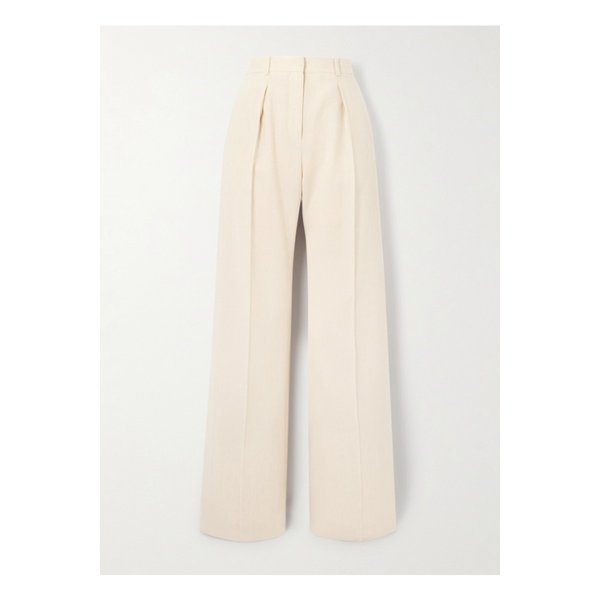 에드워드 플리츠 리넨 울 혼방 트윌 와이드 팬츠 크림 46376663162891060