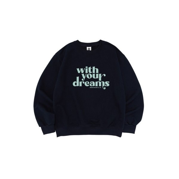 [기모선택] 위드 유어 드림 맨투맨 (네이비)