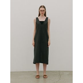 Two-Way Wrap Sleeveless Long Linen Dress Charcoal