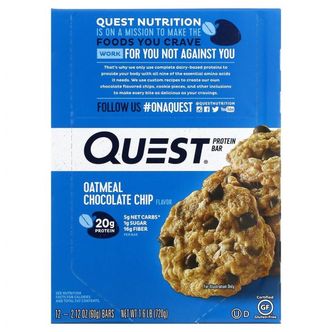  Quest Nutrition MRE 바 오트밀 초콜릿 칩 바 12개 각 60g(2.12oz)