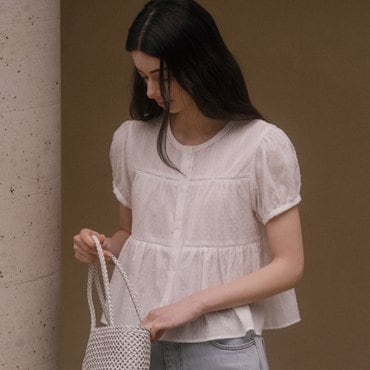 틸아이다이 [8/27 예약배송]Shirring blouse TISU03BL07_Ivory