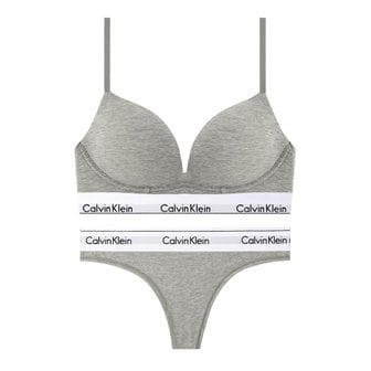 Calvin Klein CK 여성 모던 코튼 AF 플런지 푸쉬업 브라+티팬티 SET QF7623+F3786 GREY