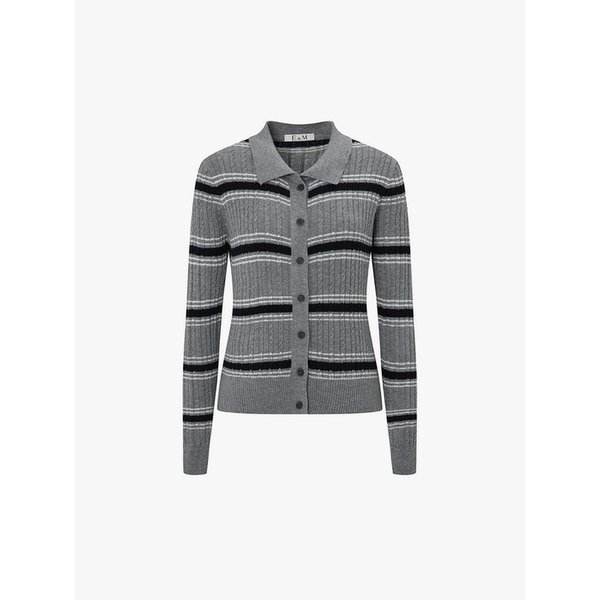 스트라이프 카라 니트 가디건 EMQ1KCD200