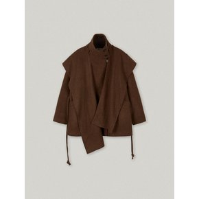 REFINE HIGH NECK HALF COAT (BROWN)