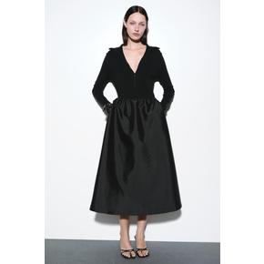 A라인 미디 스커트 블랙 1374649001