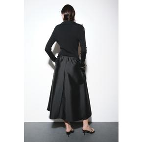 A라인 미디 스커트 블랙 1374649001