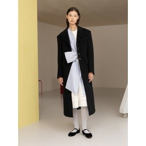 Wool-cashmere long coat in black