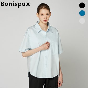 보니스팍스 카라넥 백 버튼 디테일 반팔 셔츠 (XO5SH012M0)