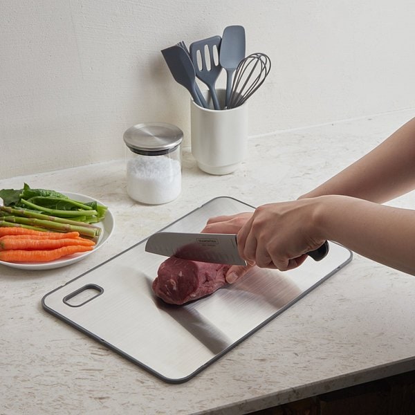 냄새 색 배임 걱정없는 스테인리스 실리콘 양면도마_그레이 J71N902112000