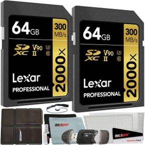 미국 렉사 sd카드 Lexar Pack of 2 Professional 2000x 64GB 128GB Total SDXC UHSII Memory Car