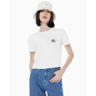Calvin Klein Jeans 여성 레귤러핏 스몰 모노그램 로고 반팔 티셔츠(J218883R)