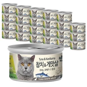  미우와우 흰살참치 고양이캔 24개세트 바우와우