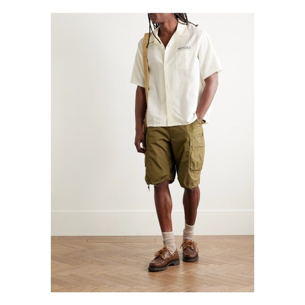 크로스비 컨버터블 칼라 자수 울 리넨 혼방 셔츠 화이트 46376663162937899