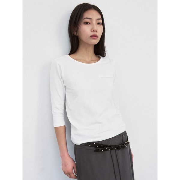 7부 스틱 라운드 티셔츠 [white]