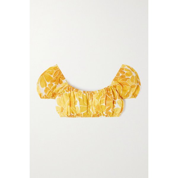 페이스풀 하를로우 크롭 플로럴 프린트 리넨 탑 38063312420568453