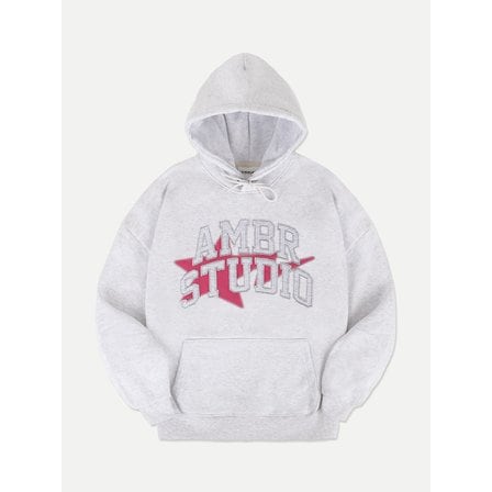 엠블러 Shooting star Over fit Hoodie AHP1103 (White-Melange)