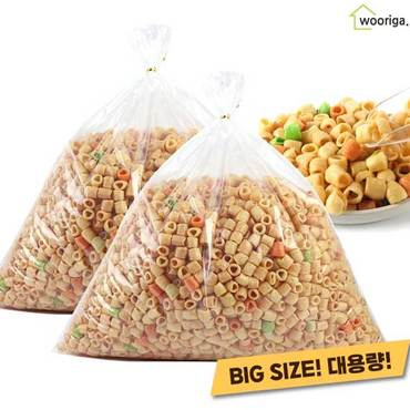 우리가스토리 대용량 마카로니 1kg 2봉 뻥튀기 대용량과자 옛날과자