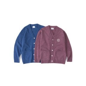 PEACE BEGINS SMILE KNIT CARDIGAN (PURPLE MELANGE, BLUE MELANGE)